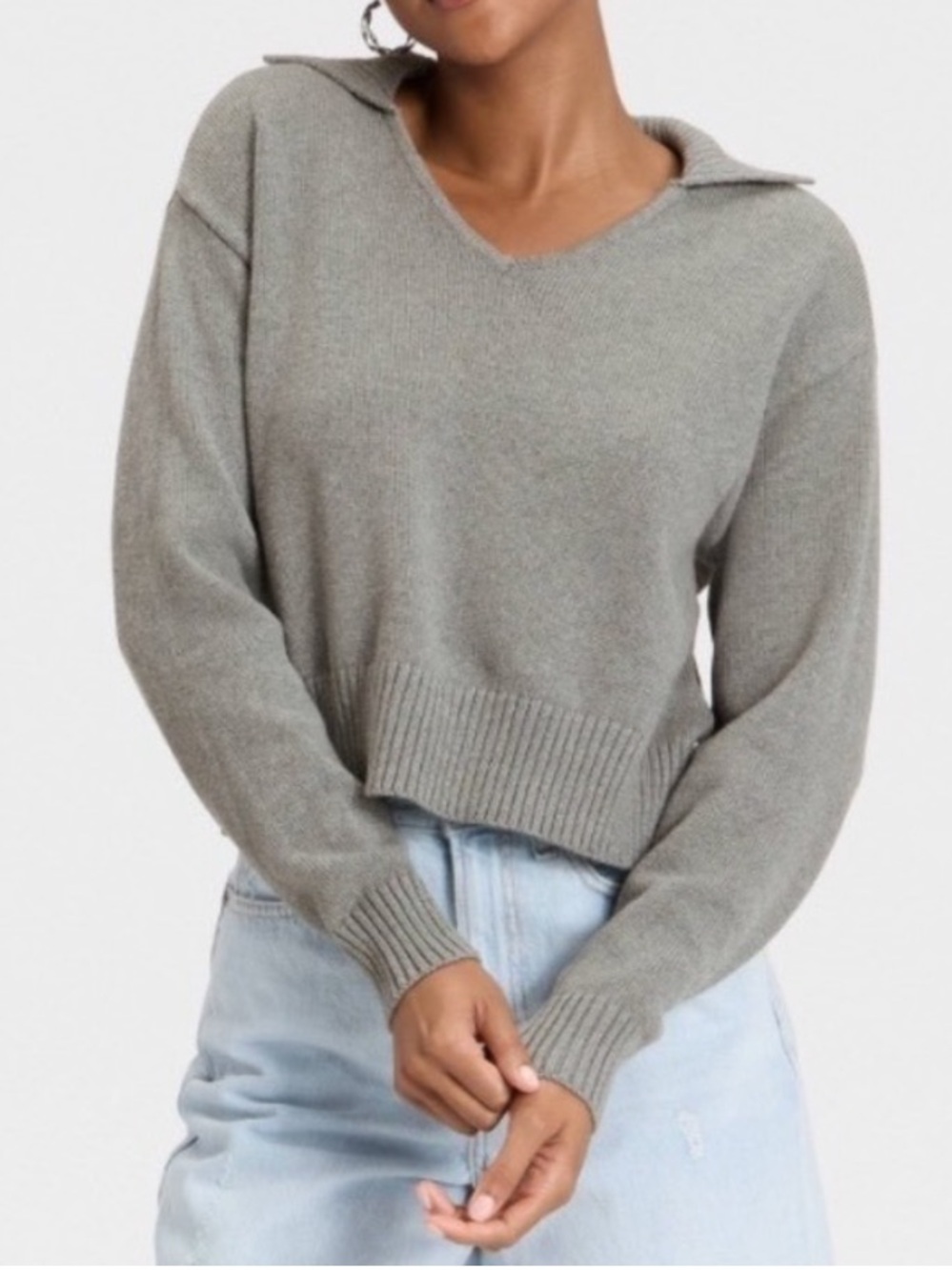 Universal Thread Size XXL Charcoal Gray V-Neck Collar Sweater